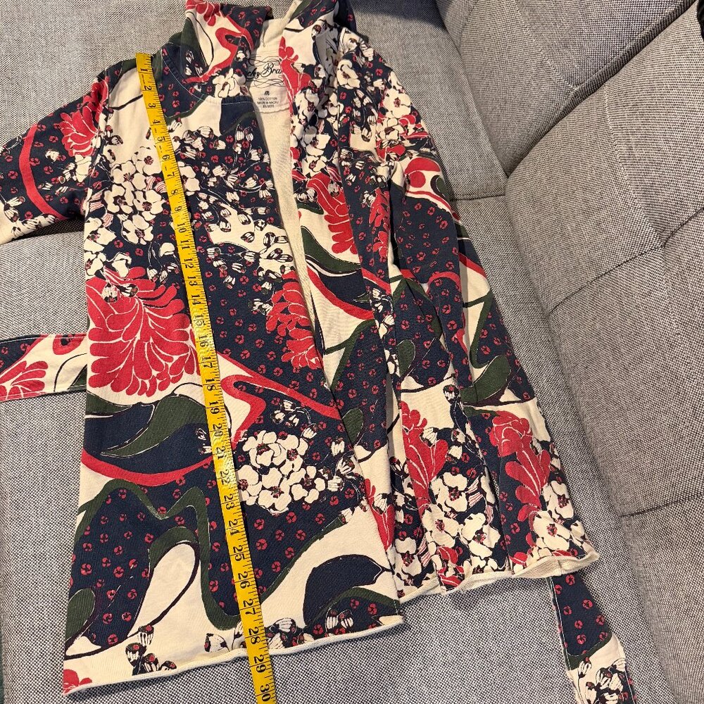LUCKY BRAND Kimono Sweater Jacket Tie Hood | Asian Print, Red/Cream/Blue | Med - Picture 10 of 10